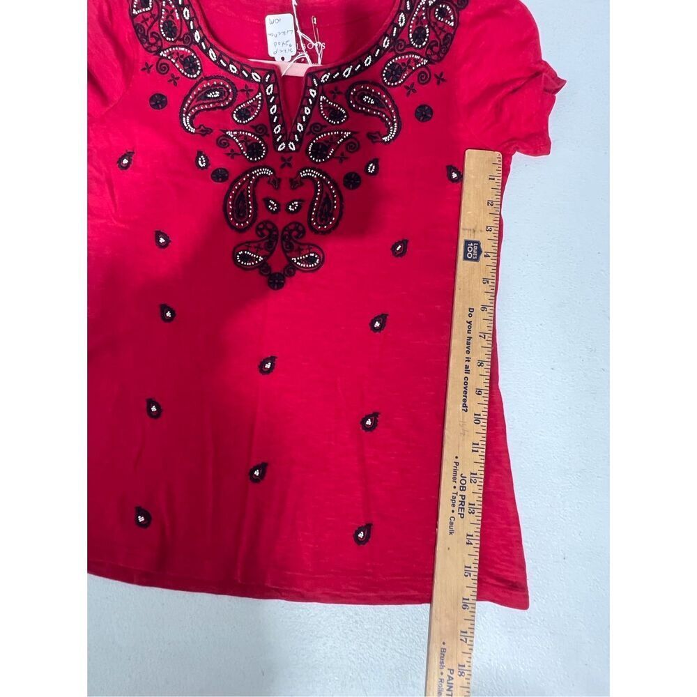 Talbots embroidered split neck red size P - Picture 8 of 8